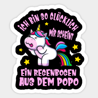 Lustiges Einhorn Glück Regenbogen Spaß Unicorn Sticker